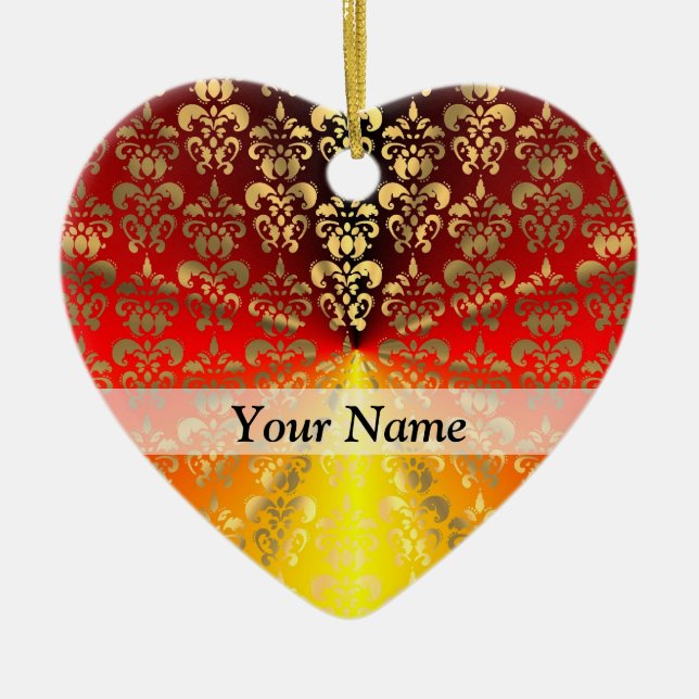 Mönster för orange- och guld-damm julgransprydnad keramik (Framsidan)