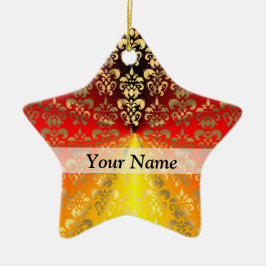 Mönster för orange- och guld-damm julgransprydnad keramik