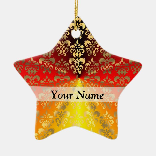 Mönster för orange- och guld-damm julgransprydnad keramik (Framsidan)