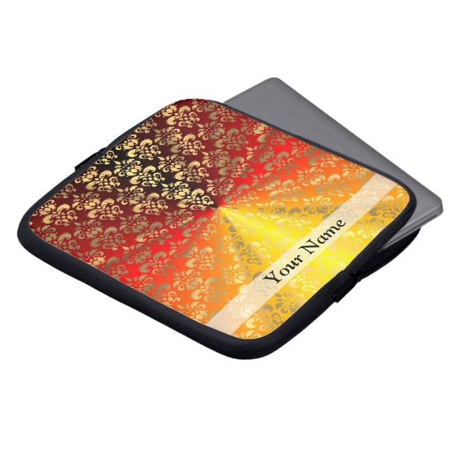 Mönster för orange- och guld-damm laptop fodral (Framsida topp)