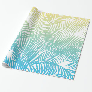 Mönster för palmträd för modern krickagult presentpapper