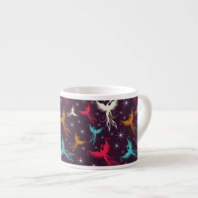 Mönster för Phoenix fågelfigur Espressomugg (Framsida höger)