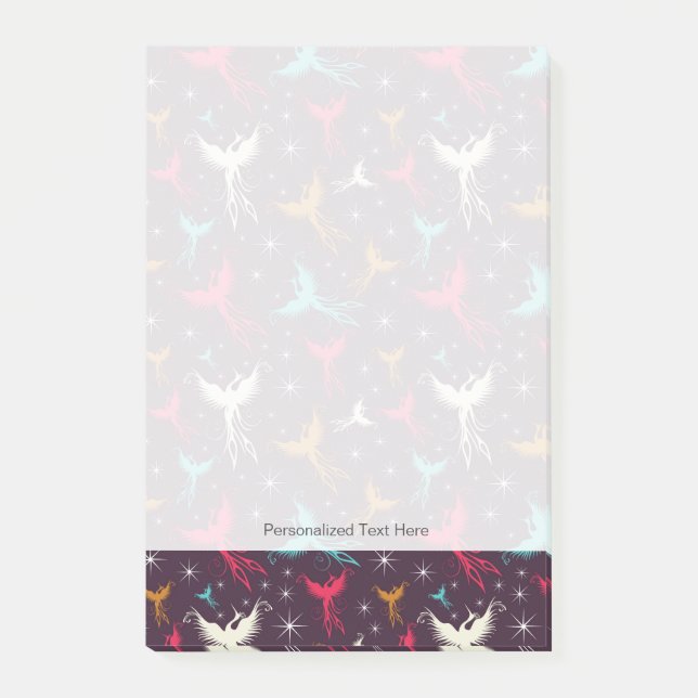 Mönster för Phoenix fågelfigur Post-it Block (Framsida)