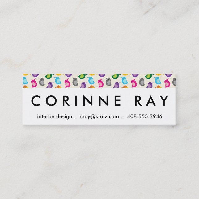 Mönster för pippi för regnbågefågeltryck mini visitkort (Framsida)