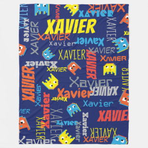 Monster för PIXEL för Xavier anpassningsbarnamn Fleecefilt