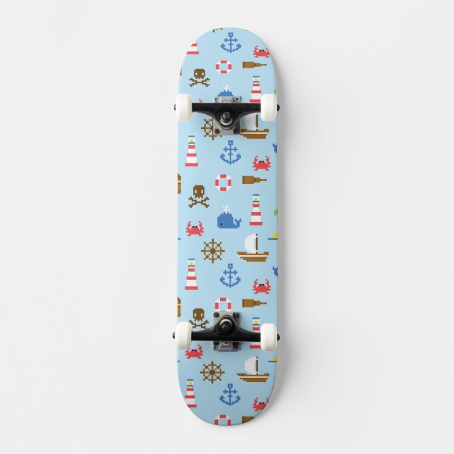 Mönster för PIXELhavskonst Mini Skateboard Bräda 18,5 Cm (Framsida)