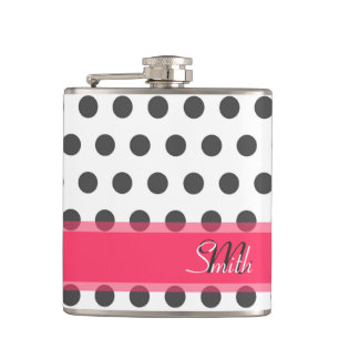 Mönster för polka dots för kalla monogramgrå f fickplunta