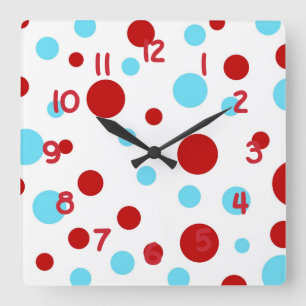 Mönster för polka dots för vit för ljus fyrkantig klocka