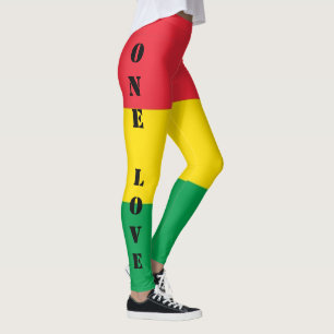 Mönster för randar för gult för Rasta färggrönt Leggings