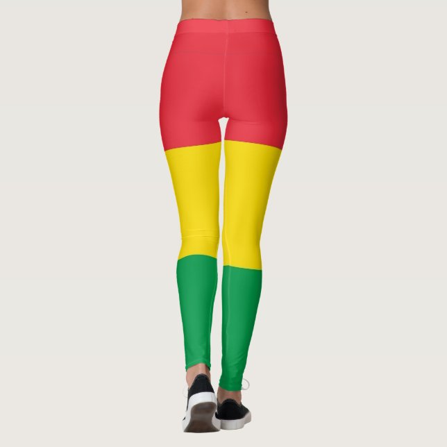 Mönster för randar för gult för Rasta färggrönt Leggings (Baksida)