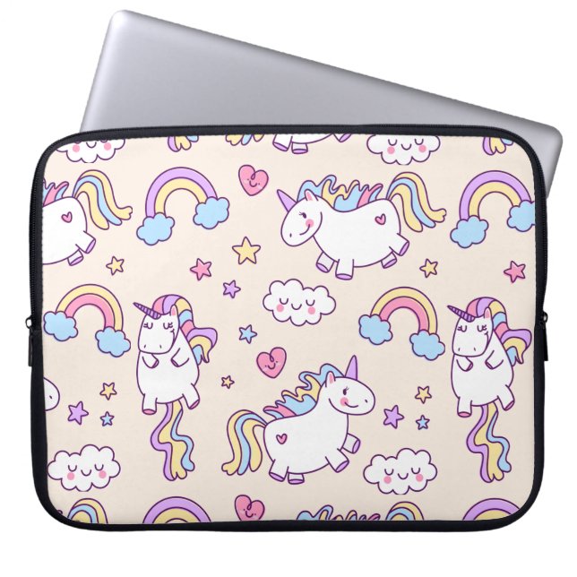 Mönster för regnbåge för Kawaii knubbigt Laptop Sleeve (Framsidan)