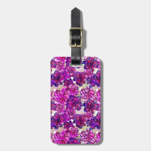 Mönster för rosa- och lilaabstraktblommor bagagebricka