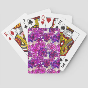 Mönster för rosa- och lilaabstraktblommor casinokort
