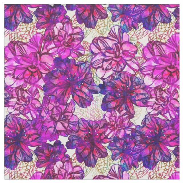 Mönster för rosa- och lilaabstraktblommor tyg (Närbild)