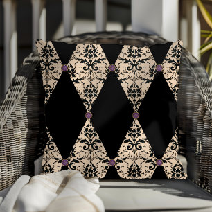 Mönster för Rosa och svart diamantmask för elegant Kudde