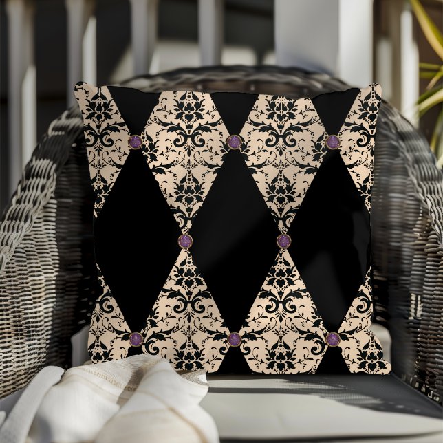 Mönster för Rosa och svart diamantmask för elegant Kudde (Skapare uppladdad)