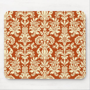 Mönster för Rust-Red & Beige Blommigt-skademask Musmatta