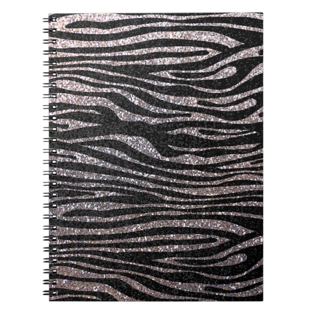 Mönster för silversebrarand (fauxglitter som anteckningsbok med spiral (Framsidan)