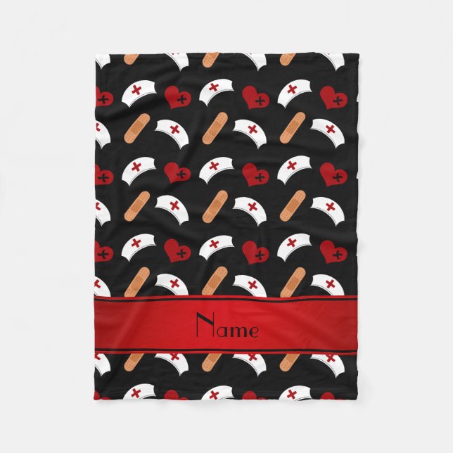 Mönster för sjuksköterska för personlignamnsvart fleecefilt (Framsidan)