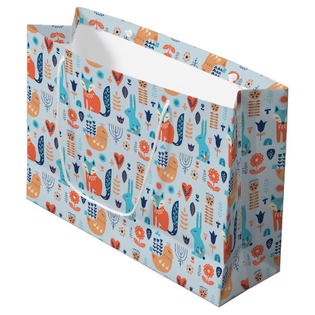 Mönster för skogsmark för Folk konst djurt (Framsidan Vinklad)