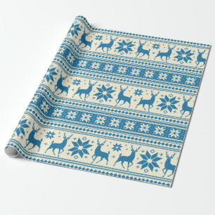 Mönster för Snowflake för blått för vinterjul Presentpapper