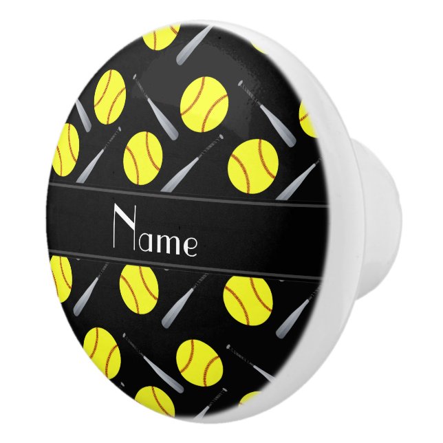 Mönster för softball för personlignamnsvart knopp (Höger)