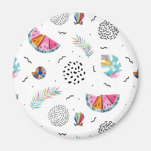 Mönster för sommar för Memphis stil tropiskt Magnet