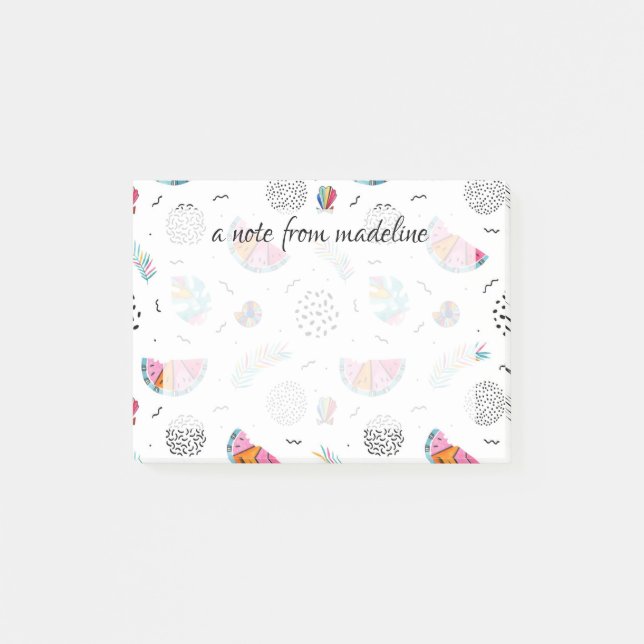 Mönster för sommar för Memphis stil tropiskt Post-it Block (Framsida)