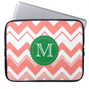 Mönster för sparre för korallvitMonogram Laptop Sleeve
