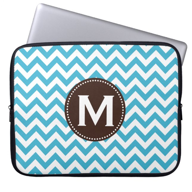 Mönster för sparre för Monogram för Aquablåttvit Laptop Fodral (Framsidan)