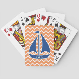 Mönster för sparre för nautisk blåttsegelbåt kortlek