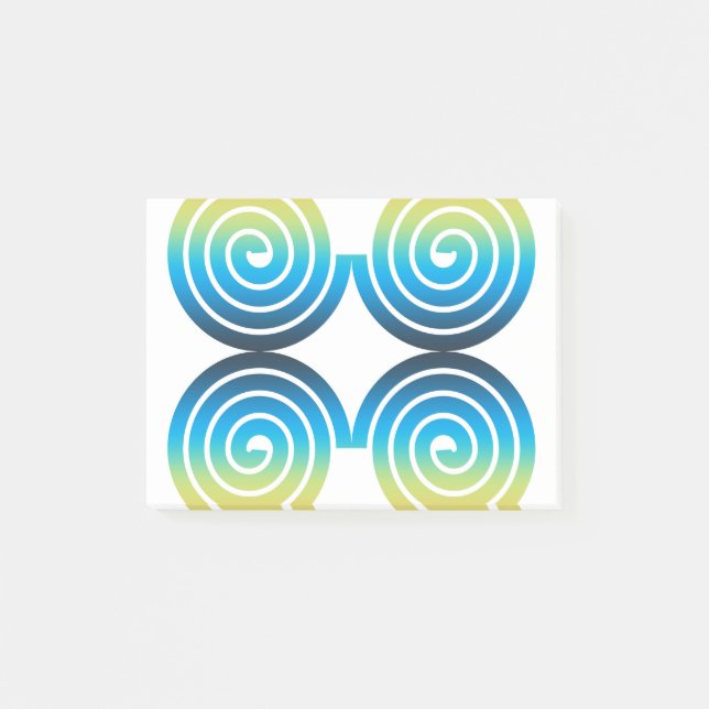 MÖNSTER FÖR SPIRALBLÅTTGRÖNT POST-IT BLOCK (Framsida)