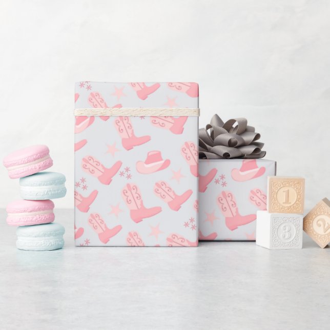 mönster för stövlar och hatt  presentpapper (Baby Shower)
