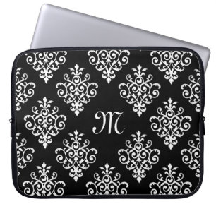 Mönster för svartvit elegant med monogrammet laptop sleeve