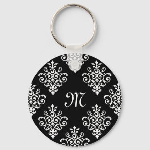 Mönster för svartvit elegant med monogrammet nyckelring