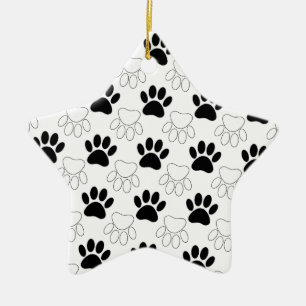 Mönster för svartvit Hund Julgransprydnad Keramik