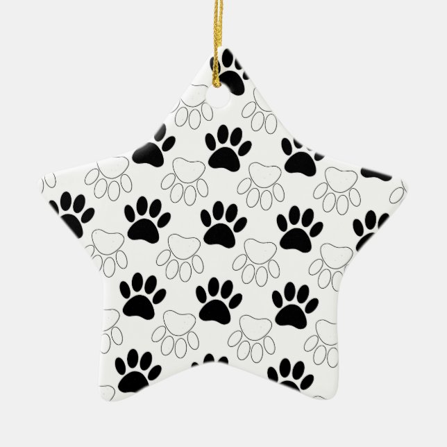 Mönster för svartvit Hund Julgransprydnad Keramik (Framsidan)