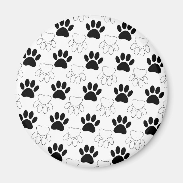 Mönster för svartvit Hund Magnet (Framsidan)