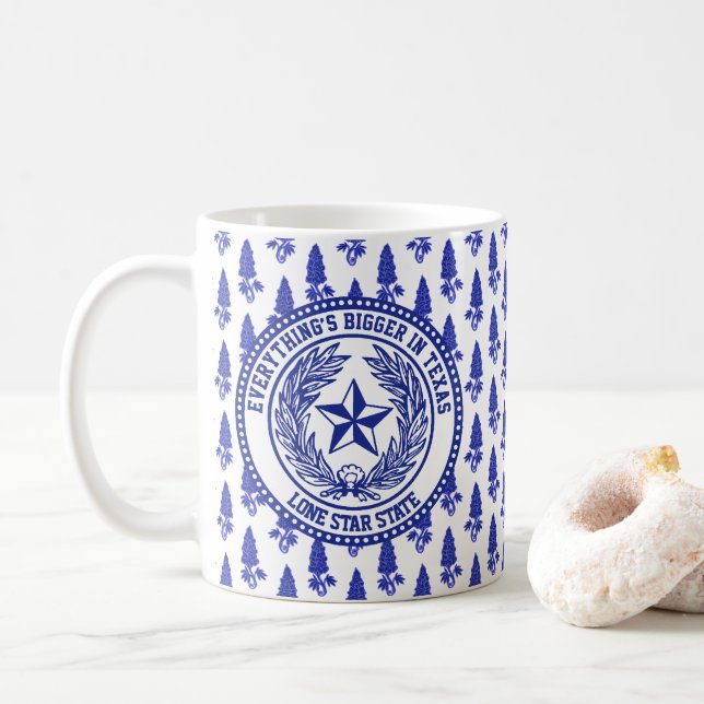 Mönster för Texas logotypBluebonnet din text Kaffemugg (Med munk)