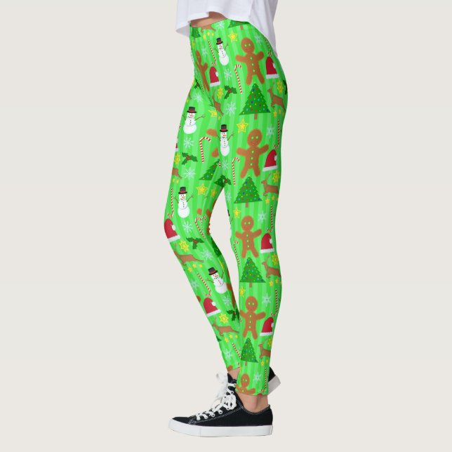 Mönster för tröja för julhelgdagCollage fult Leggings (Vänster)