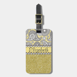Mönster för tryck för glitterPaisley Rhinestone Bagagebricka
