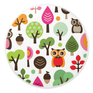 mönster för uggla för rosalövträd retro knopp