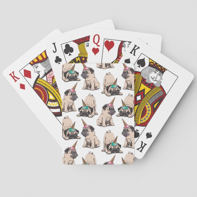Mönster för Unicorn för valpmops | uppåtsträvande Casinokort (Baksidan)