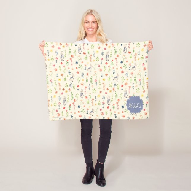 Mönster för vattenfärg för Peter kanin | blom- Fleecefilt (På plats)