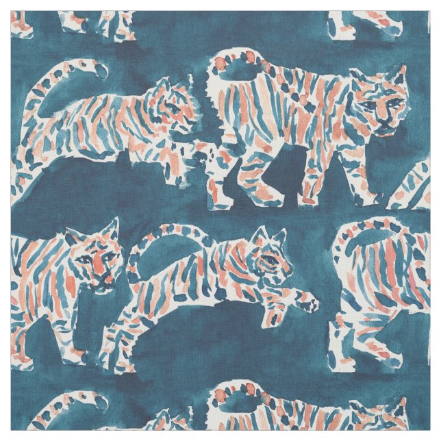 Mönster för vattenfärg för TIGERPOUNCEBoho chic Tyg (Provkarta)