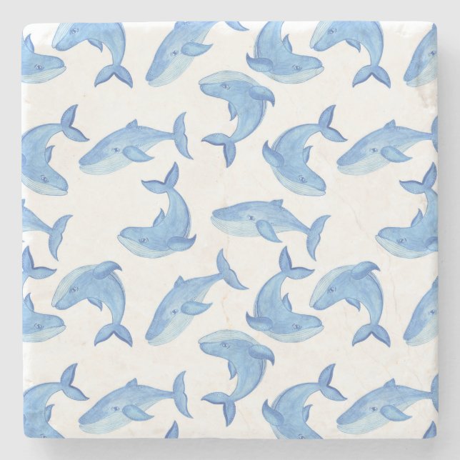 Mönster för vattenfärgblåttval underlägg sten (Framsidan)