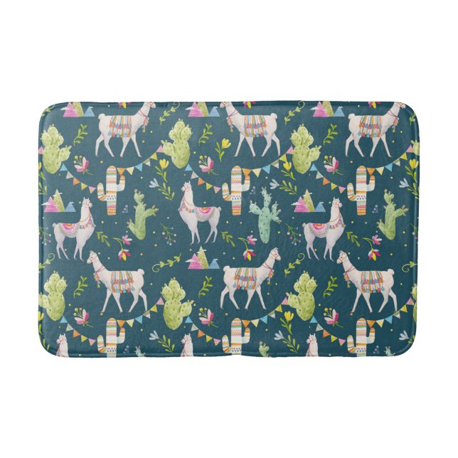 Mönster för vattenfärgLlamaflagga Badrumsmatta (Framsidan)
