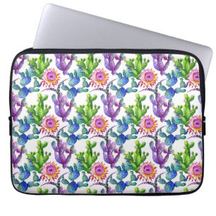 Mönster för vattenfärgvildblommakaktus laptop sleeve