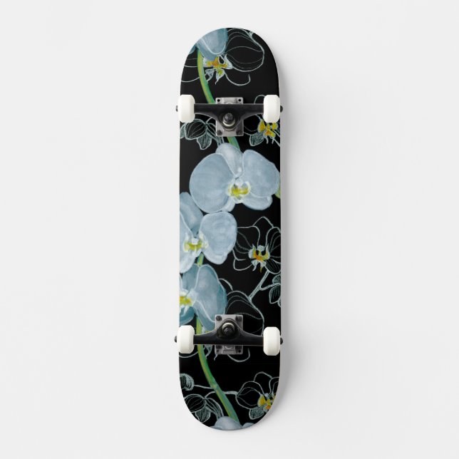 Mönster för vattenfärgvitOrchids Skateboard Bräda 21,5 Cm (Framsida)