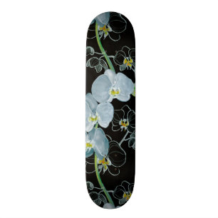 Mönster för vattenfärgvitOrchids Skateboard Bräda 21,5 Cm